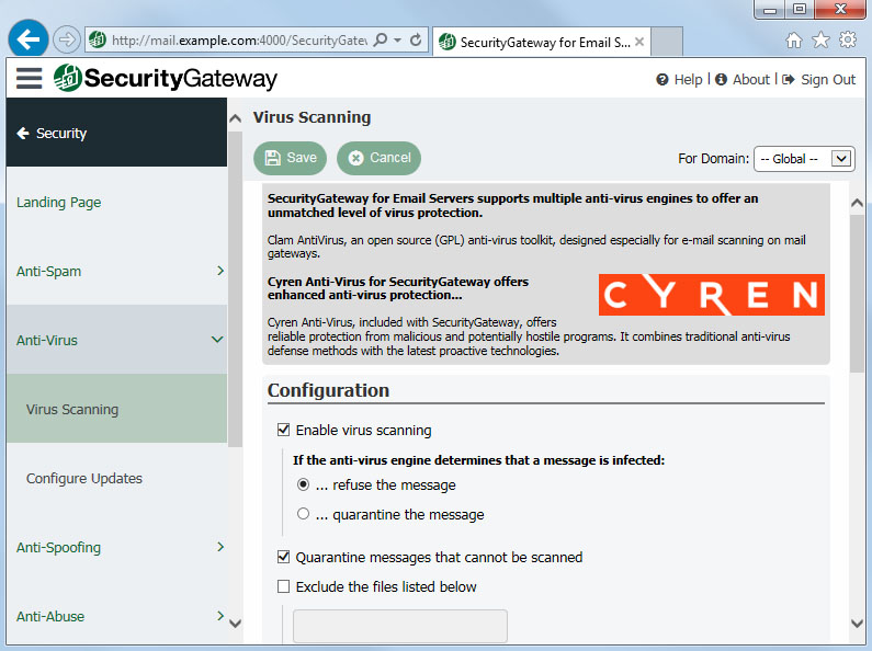 screenshot of Security Gateway by MDaemon